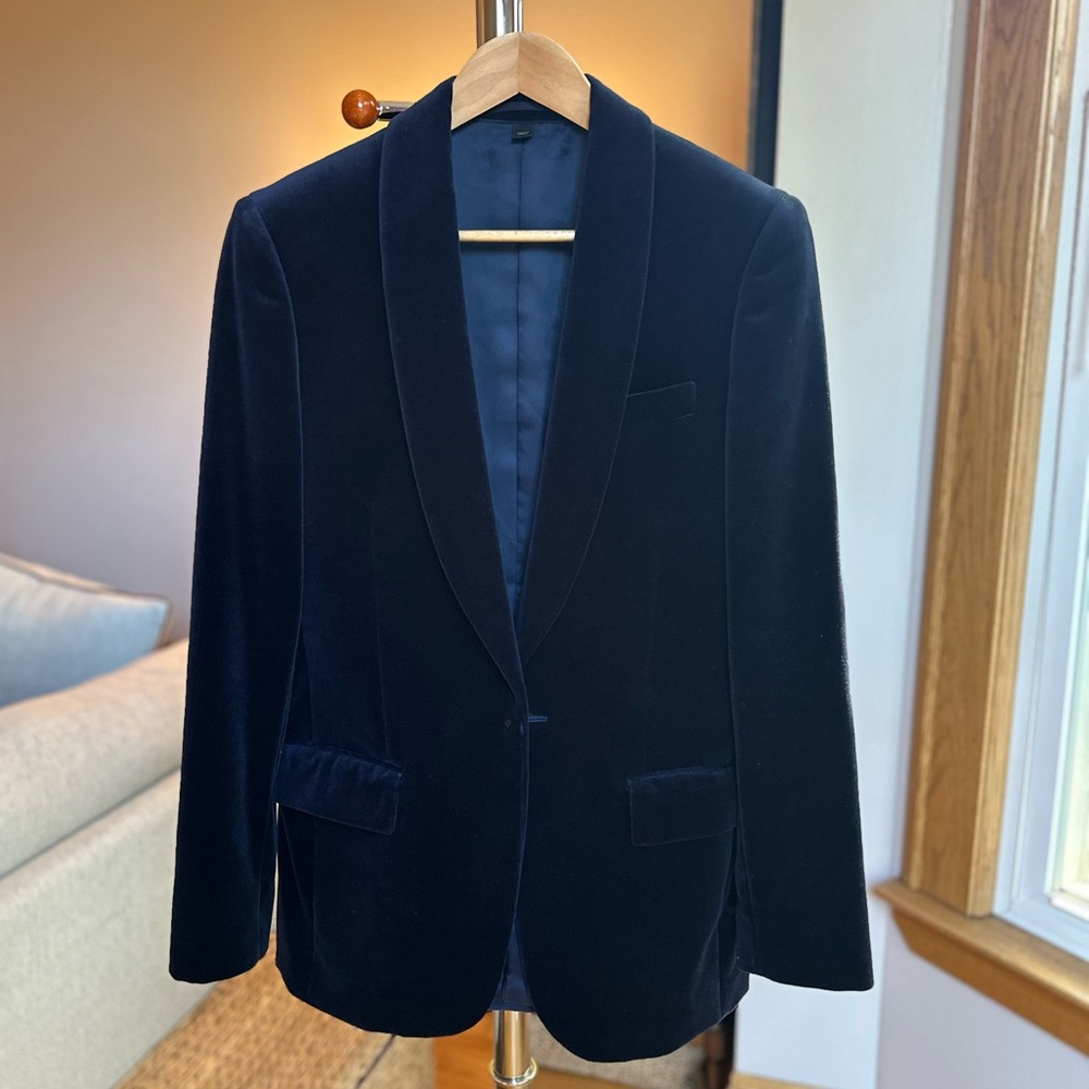 J. Crew Ludlow Navy Blue Velvet Blazer